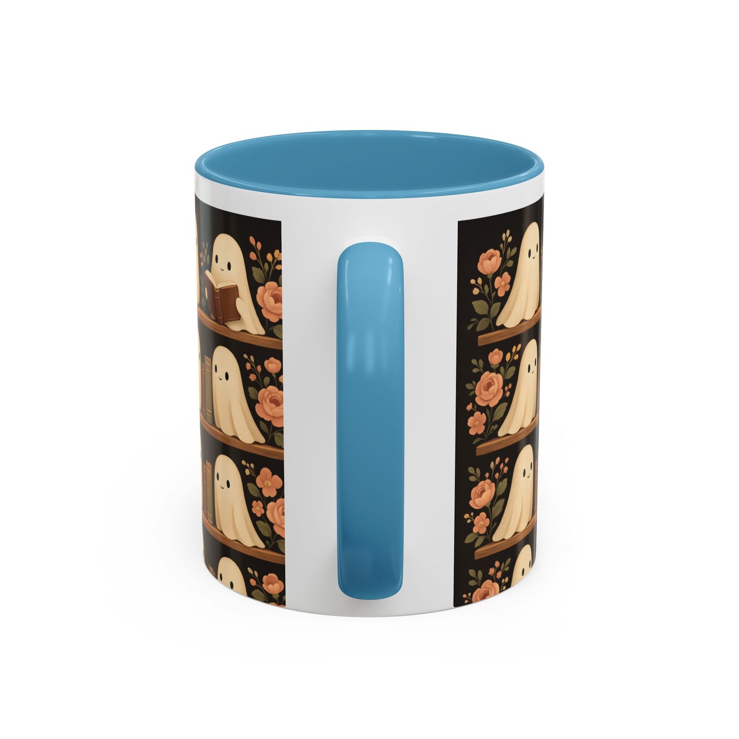 Ghostly Book Lovers Coffee Mug - Cute Halloween Gift, Floral Design, Cozy Home Decor, Perfect for Fall