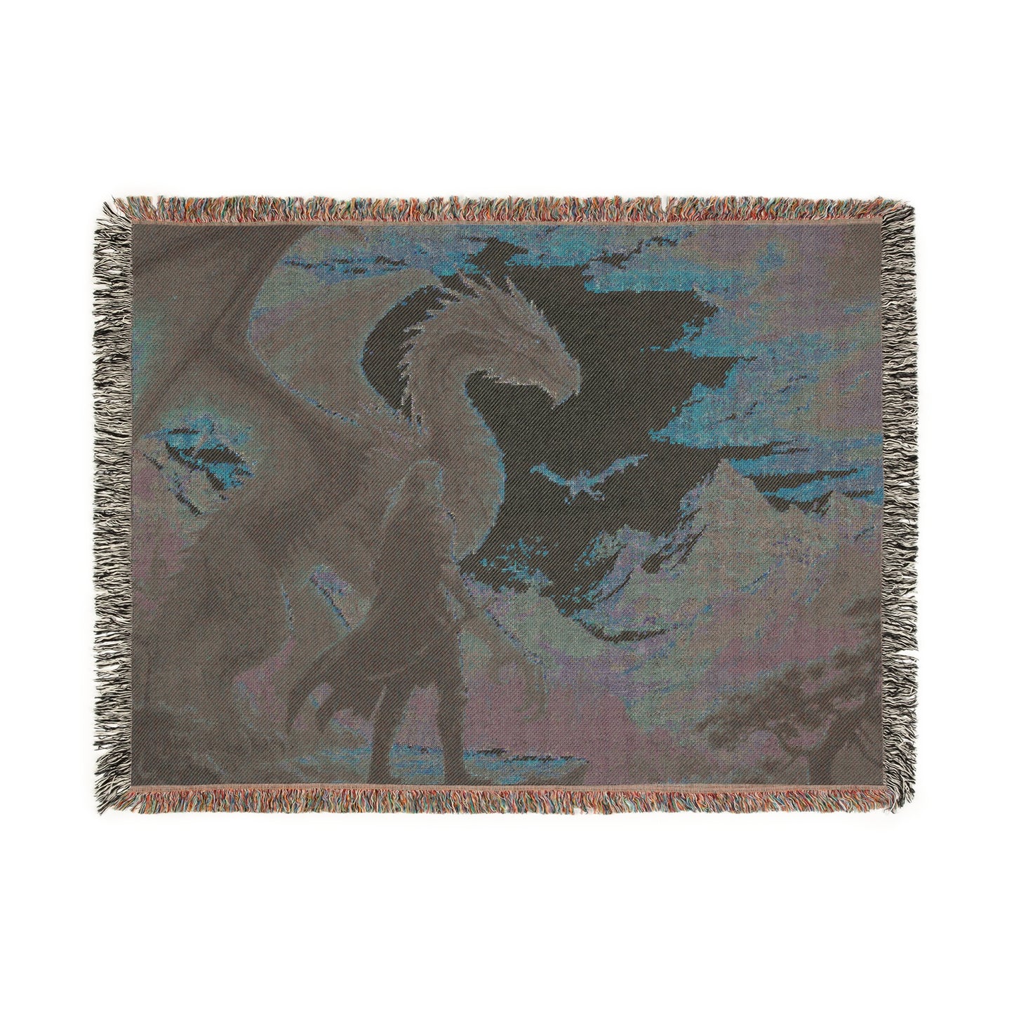 Fourth Wing Woven Blanket | Tairn, Sgaeyl and Andarna Fantasy Throw, Iron Flame Empyrean Book-Lovers Gift, Onyx Storm Home Decor