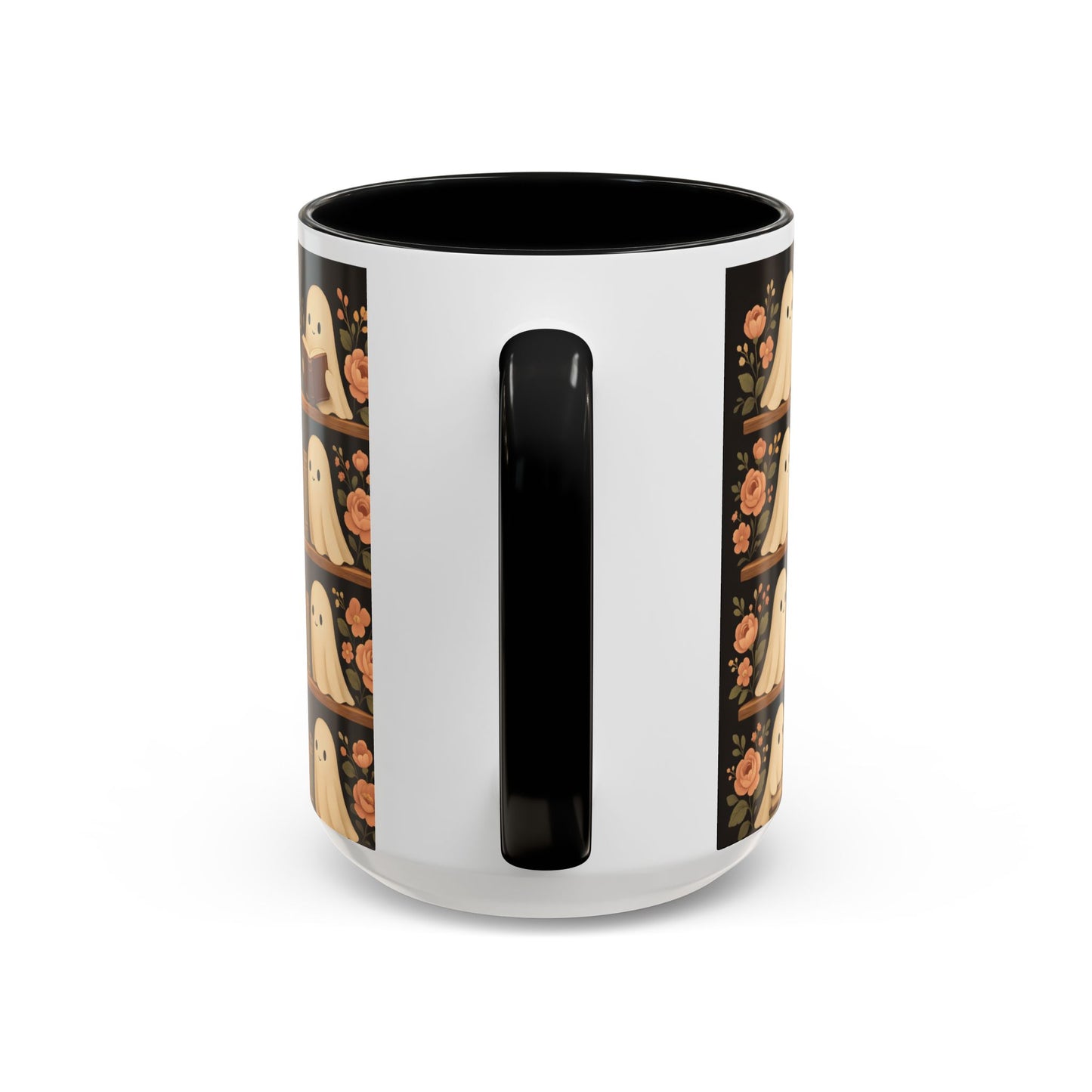 Ghostly Book Lovers Coffee Mug - Cute Halloween Gift, Floral Design, Cozy Home Decor, Perfect for Fall