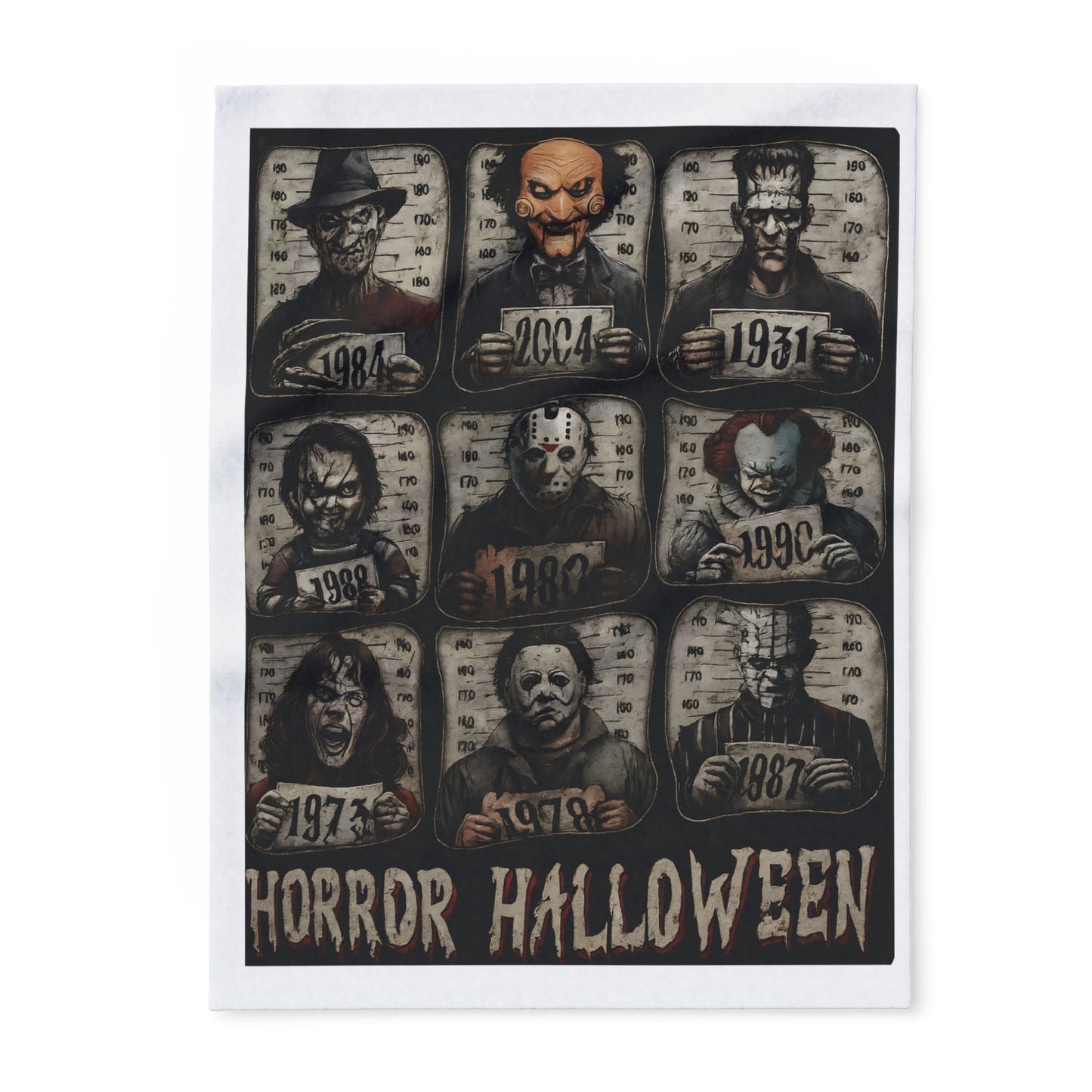 Horror Icons Arctic Fleece Blanket | Cozy Halloween Throw with Horror Movie Characters | Soft 315gsm Blanket Gift for Horror Fans