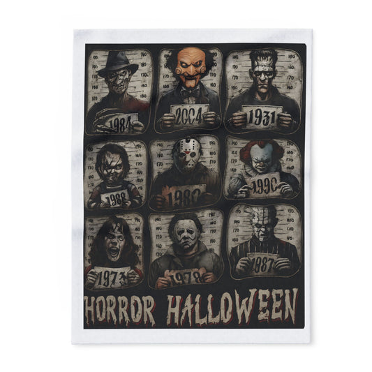 Horror Icons Arctic Fleece Blanket | Cozy Halloween Throw with Horror Movie Characters | Soft 315gsm Blanket Gift for Horror Fans