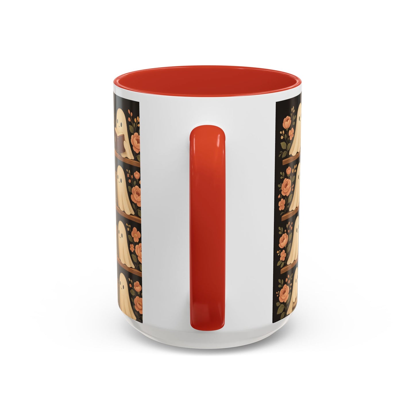 Ghostly Book Lovers Coffee Mug - Cute Halloween Gift, Floral Design, Cozy Home Decor, Perfect for Fall