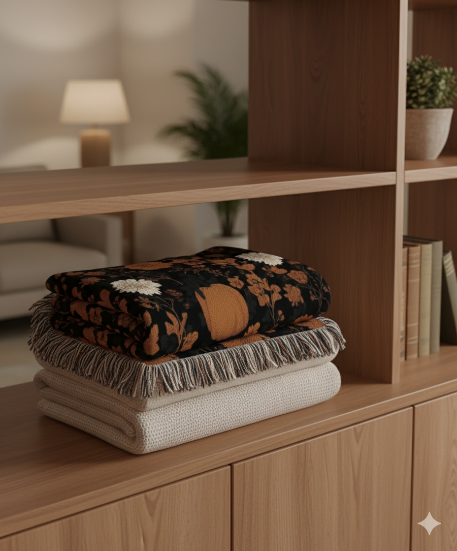 Cozy Floral Woven Blanket | Warm Throw for Home Decor, Gift for Her, Bohemian Style, Picnic Blanket, Cozy Home Essentials