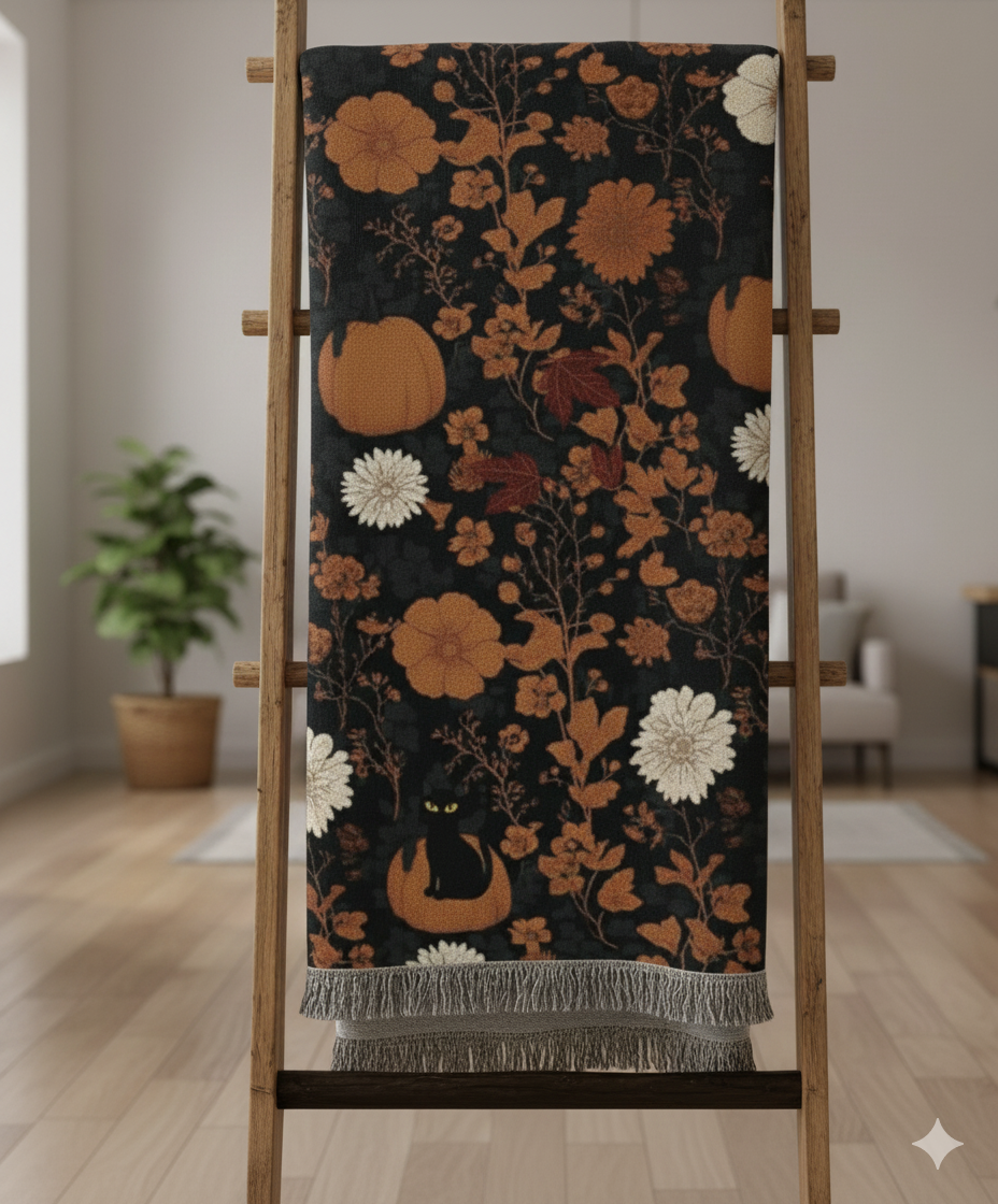 Cozy Floral Woven Blanket | Warm Throw for Home Decor, Gift for Her, Bohemian Style, Picnic Blanket, Cozy Home Essentials