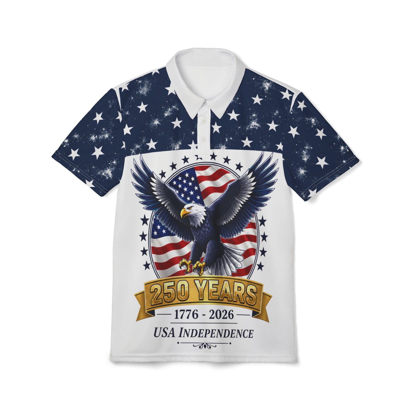 Bald Eagle with American Flag Polo 250 Years 1776-2026 USA Independence