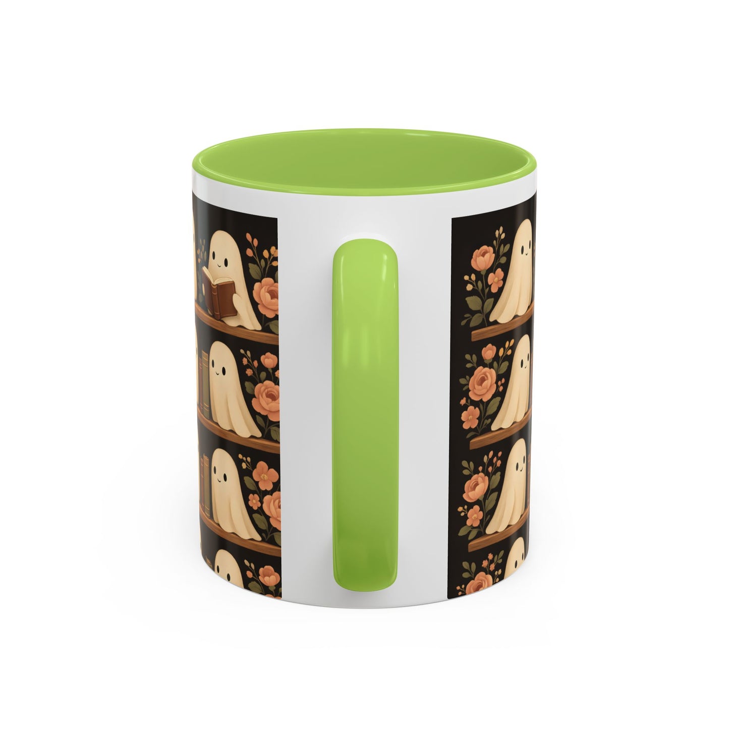 Ghostly Book Lovers Coffee Mug - Cute Halloween Gift, Floral Design, Cozy Home Decor, Perfect for Fall