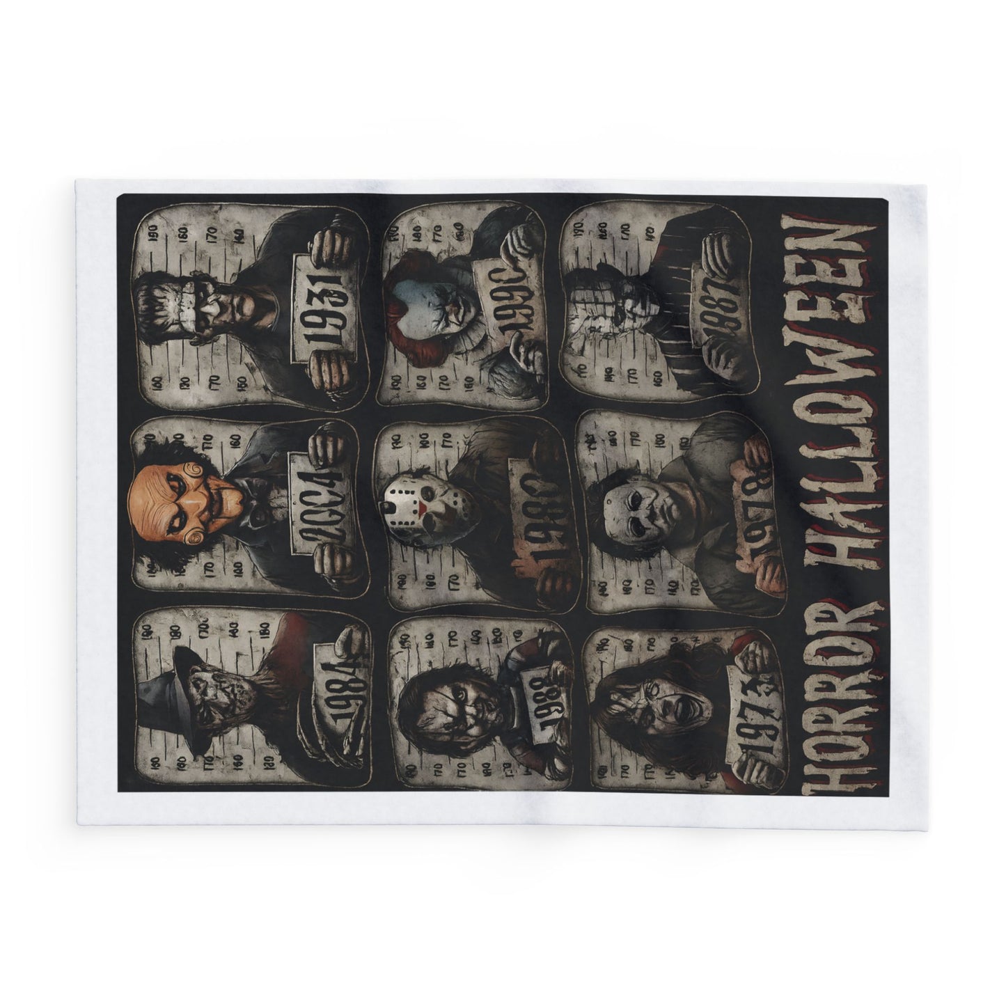 Horror Icons Arctic Fleece Blanket | Cozy Halloween Throw with Horror Movie Characters | Soft 315gsm Blanket Gift for Horror Fans