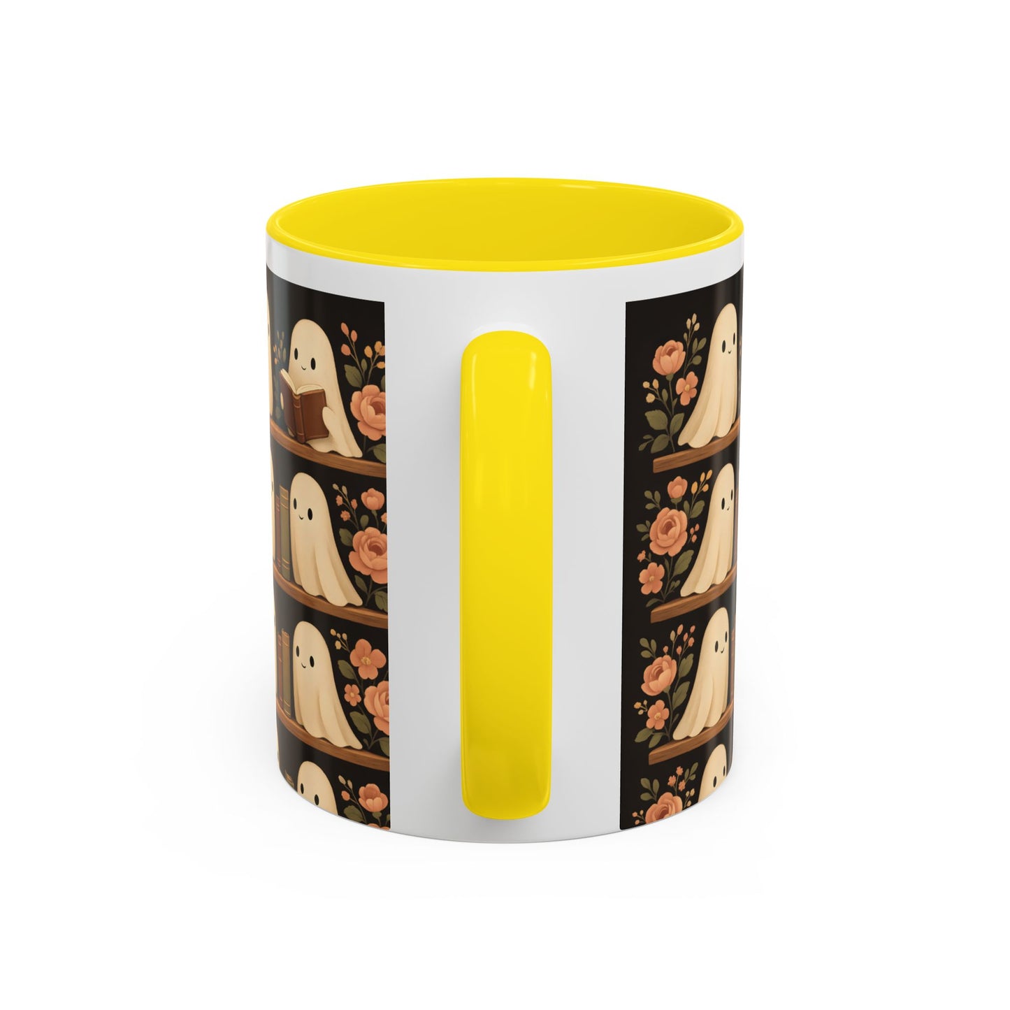 Ghostly Book Lovers Coffee Mug - Cute Halloween Gift, Floral Design, Cozy Home Decor, Perfect for Fall