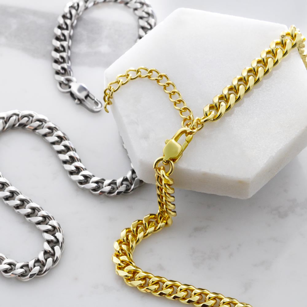 To My Son — Storm-Proof Cuban Link (“I AM THE STORM”) |  Stainless or 14K Gold, Adjustable 18–22”, 5 mm, Message Card, Gift Box Included