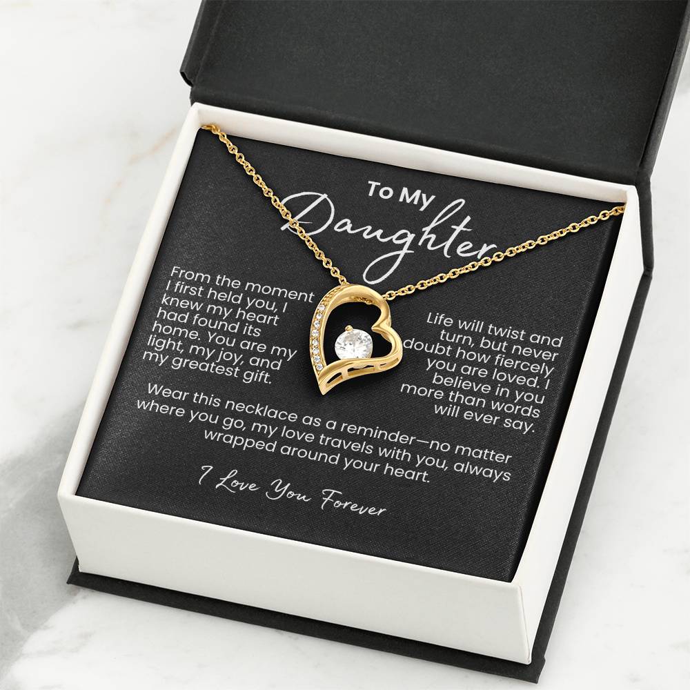 To My Daughter – Sparkling Forever Love Necklace with Heartfelt Message