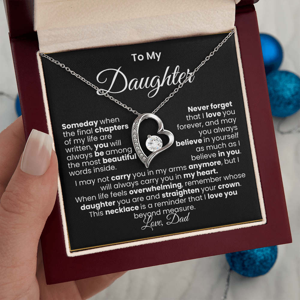 To My Daughter — Love, Dad | Forever Love Necklace (White/Gold)