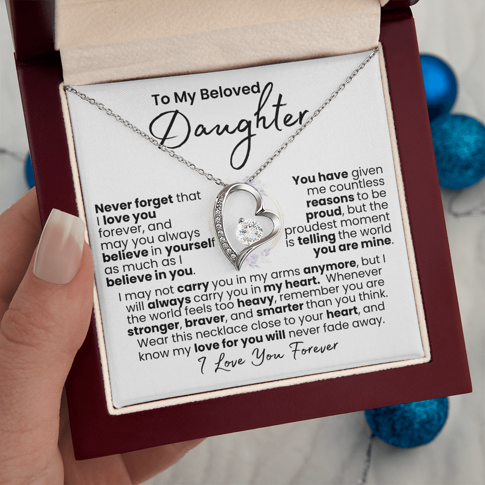 “Always In My Heart” Daughter Necklace — Forever Love Pendant (Gold/White Gold)