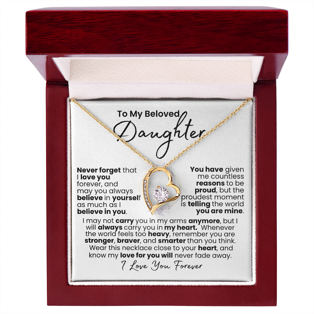 “Always In My Heart” Daughter Necklace — Forever Love Pendant (Gold/White Gold)