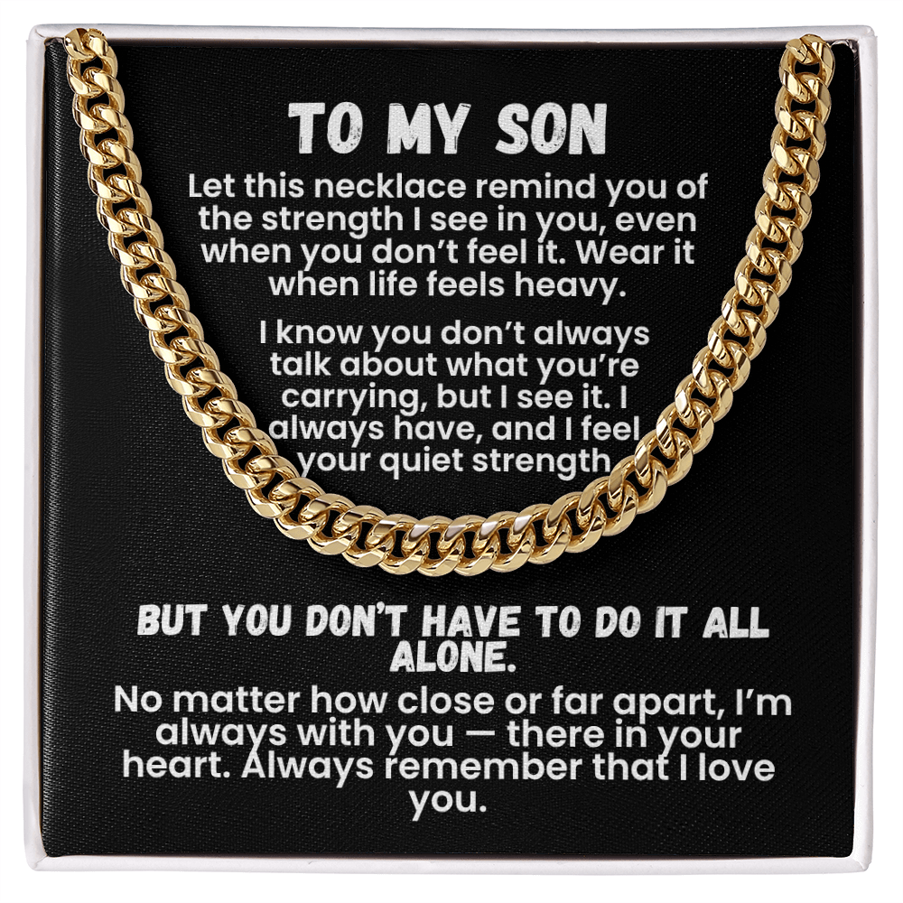 To My Son — Storm-Proof Cuban Link (“I AM THE STORM”) |  Stainless or 14K Gold, Adjustable 18–22”, 5 mm, Message Card, Gift Box Included