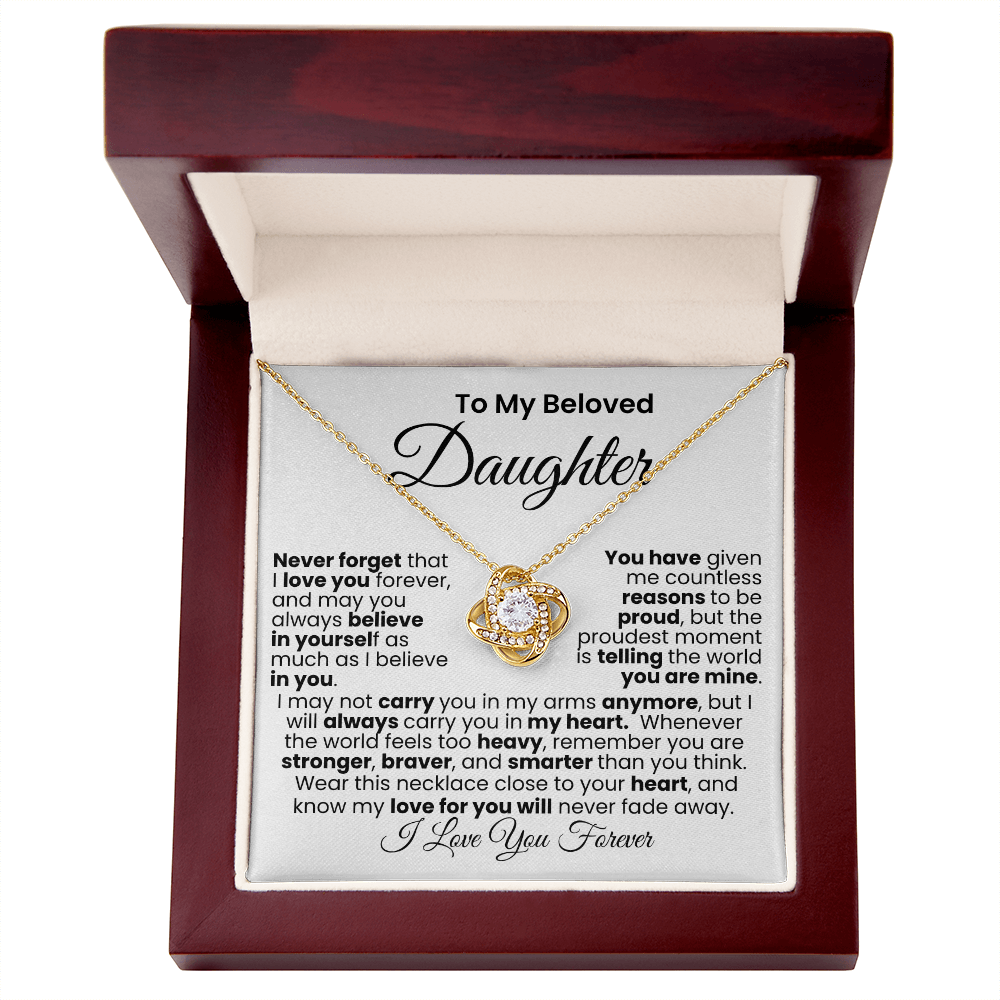 To My Beautiful Daughter™ — Love Knot Necklace, 14k White, 18k Gold Finish