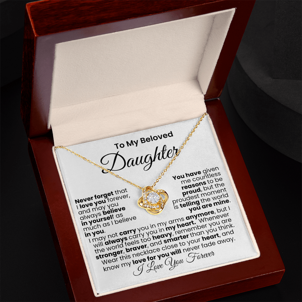 To My Beautiful Daughter™ — Love Knot Necklace, 14k White, 18k Gold Finish