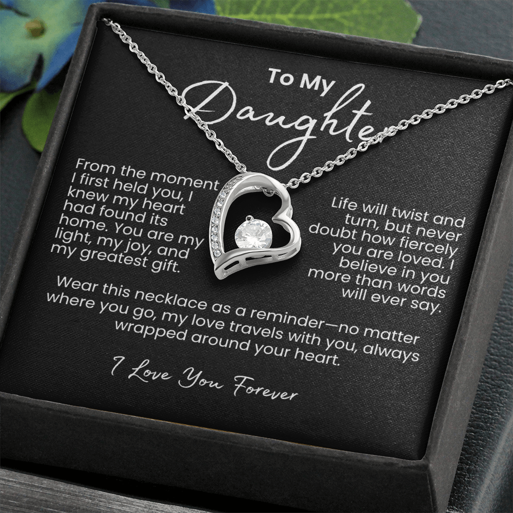 To My Daughter – Sparkling Forever Love Necklace with Heartfelt Message