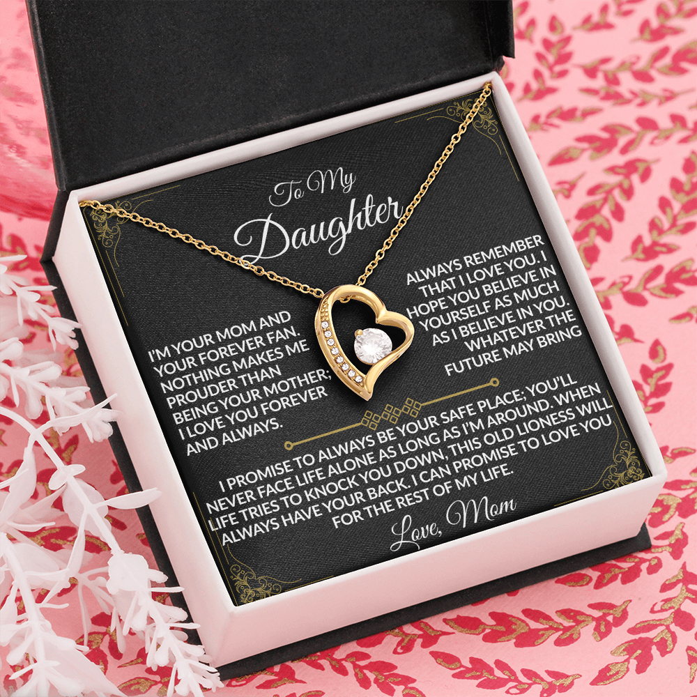 Mom - My Daughter's Safe Place Forever Love Necklace - 14k white gold finish & 18k yellow gold finish
