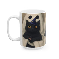 Taza Fantasma de Gato Espeluznante | Taza de Café de Halloween, Lindo Regalo para Amantes de los Gatos Negros, Decoración de Otoño, Cerámica de 11oz y 15oz, Impresión a Doble Cara