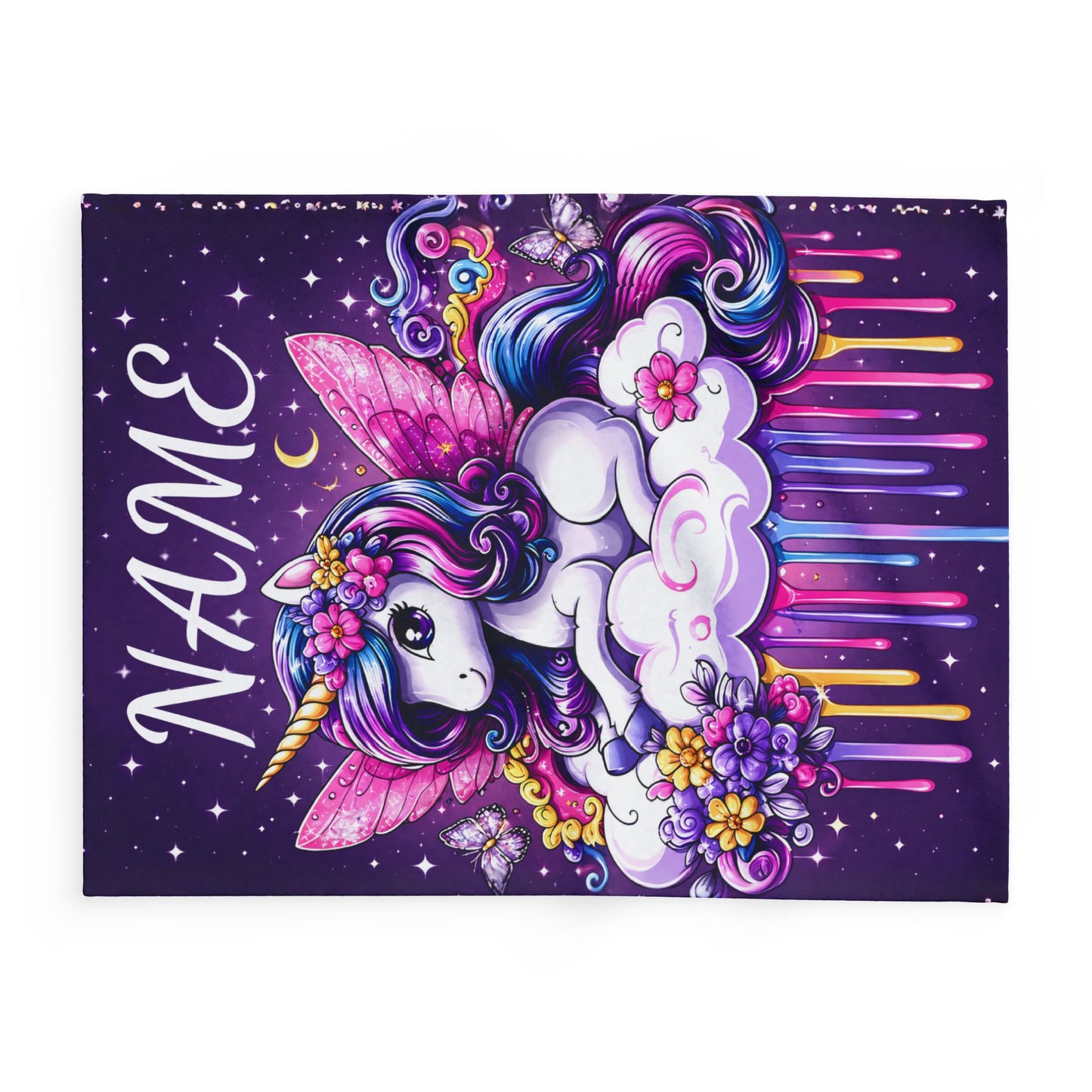 Personalized Unicorn Fleece Blanket – Custom Name Gift for Girls
