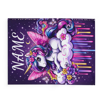 Personalized Unicorn Fleece Blanket – Custom Name Gift for Girls