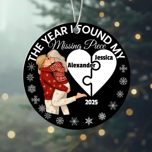 The Year I Found My Missing Piece – Personalized Couple Christmas Ornament