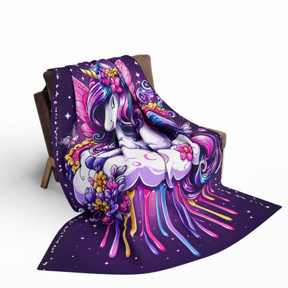 Personalized Unicorn Fleece Blanket – Custom Name Gift for Girls