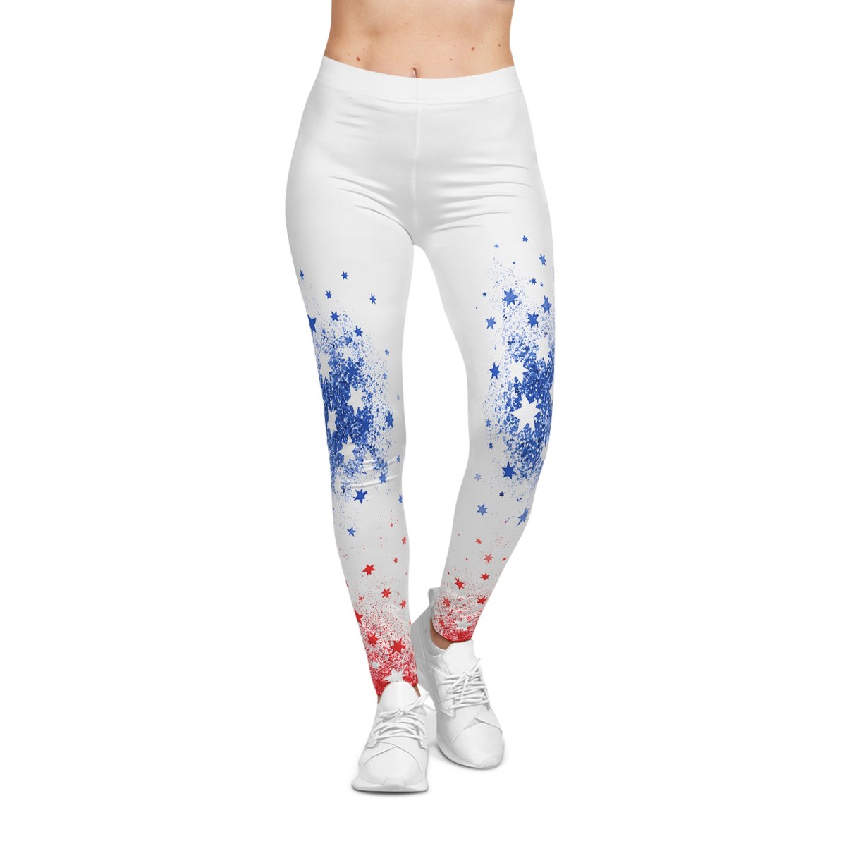 Leggings con gradiente de estrellas en rojo, blanco y azul