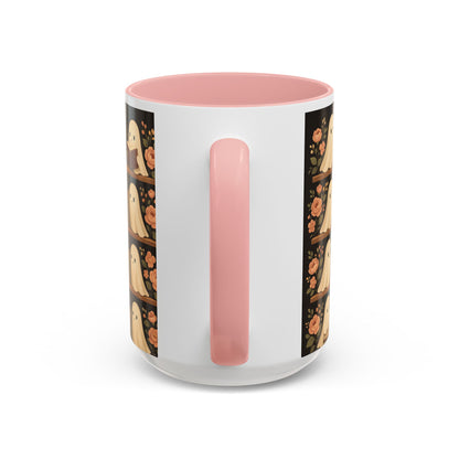 Ghostly Book Lovers Coffee Mug - Cute Halloween Gift, Floral Design, Cozy Home Decor, Perfect for Fall