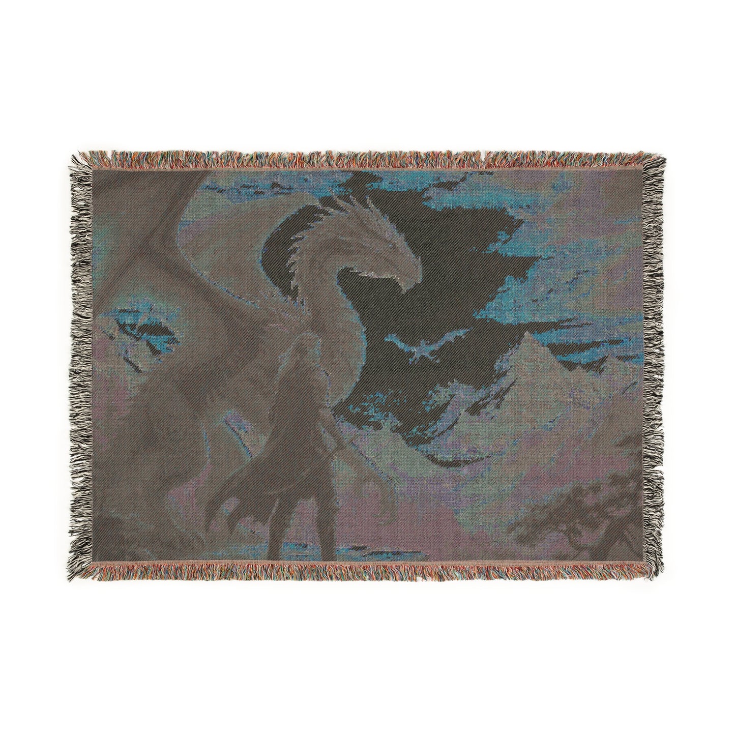 Fourth Wing Woven Blanket | Tairn, Sgaeyl and Andarna Fantasy Throw, Iron Flame Empyrean Book-Lovers Gift, Onyx Storm Home Decor