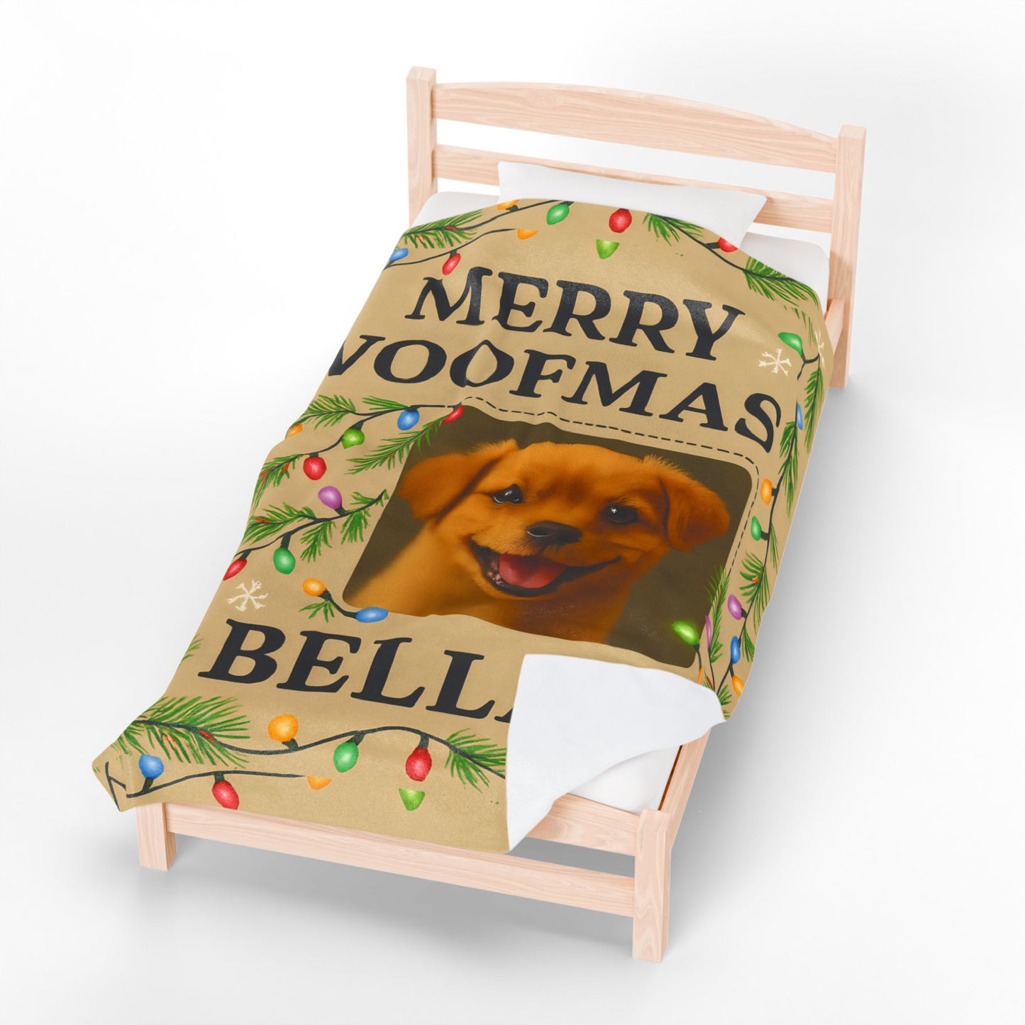 Custom Merry Woofmas Plush Blanket for Dog Lovers, Pet Gift, Cozy Throw, Holiday Decor, Personalized Blanket