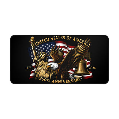 United States 250th Anniversary Eagle Statue of Liberty Desk Mat | Flag Liberty Bell