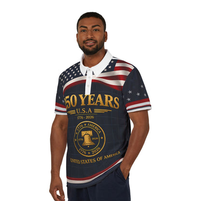 250 Years USA Crest Stars and Stripes Polo Shirt | Patriotic Americana