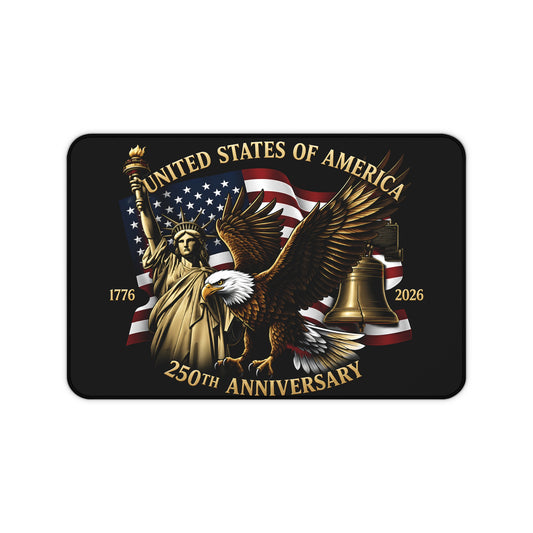 United States 250th Anniversary Eagle Statue of Liberty Desk Mat | Flag Liberty Bell