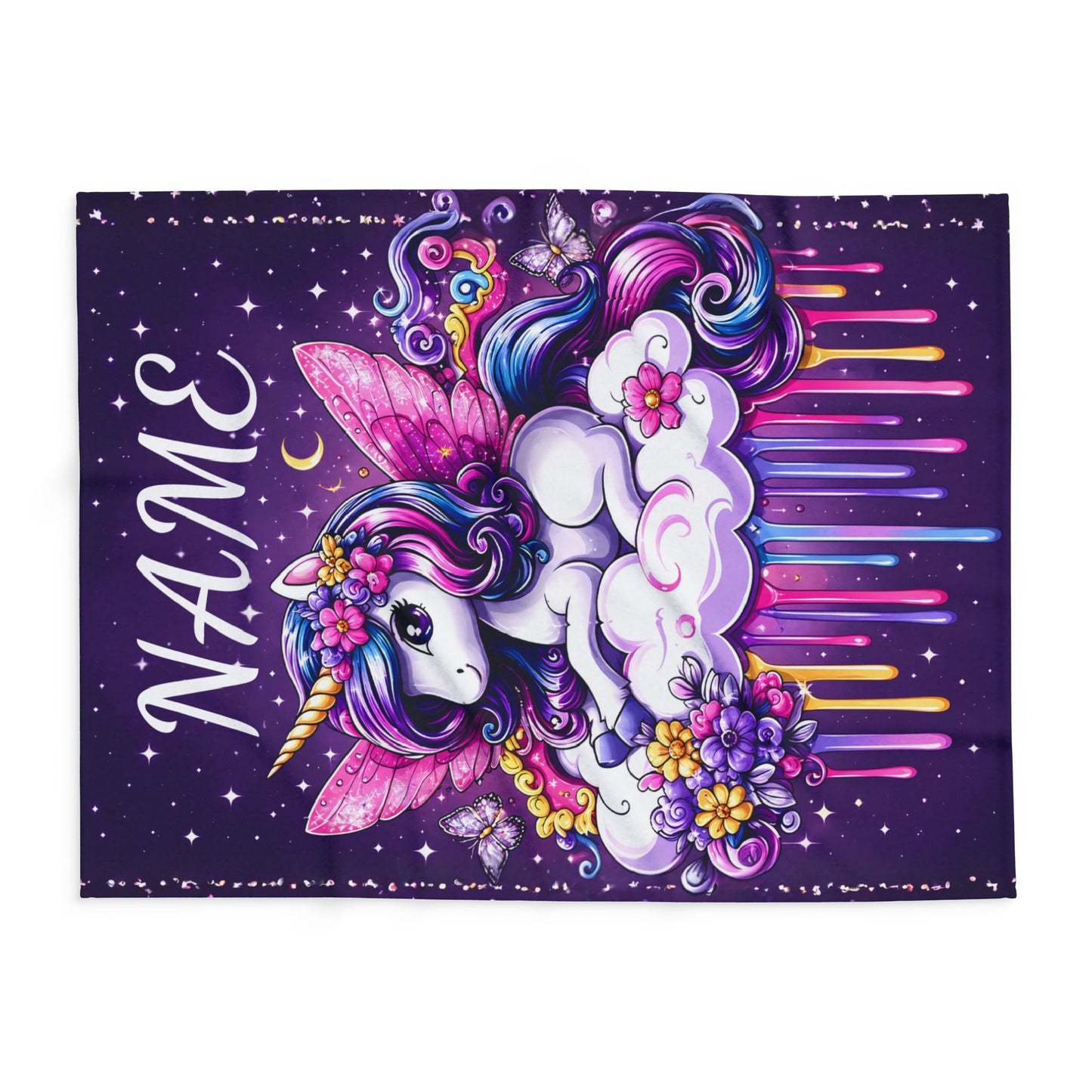 Personalized Unicorn Fleece Blanket – Custom Name Gift for Girls