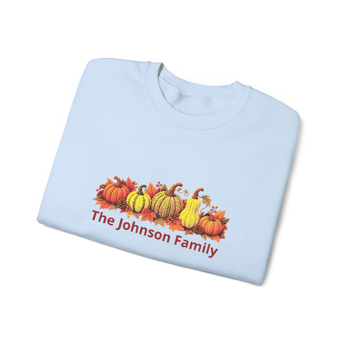 Personalized Fall Pumpkin Sweatshirt — Custom Family Name Crewneck