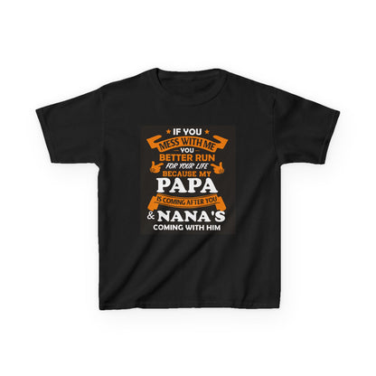 Mess With Me Better Run Kids Tee | Funny Kid Running Quote, Orange Banner Design