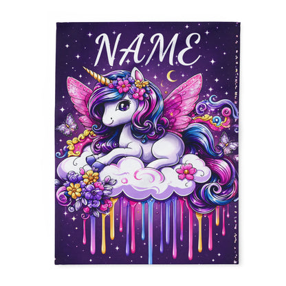 Personalized Unicorn Fleece Blanket – Custom Name Gift for Girls