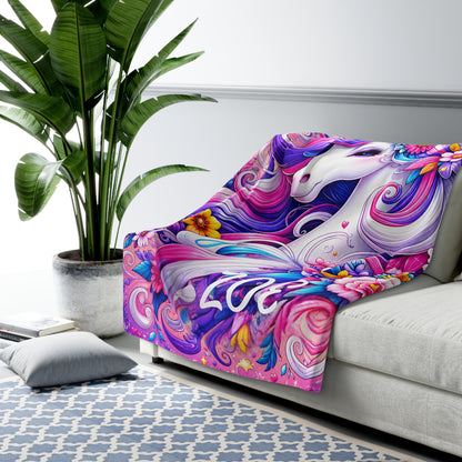 Personalized Unicorn Sherpa Blanket – A Magical Gift Made Just for Her