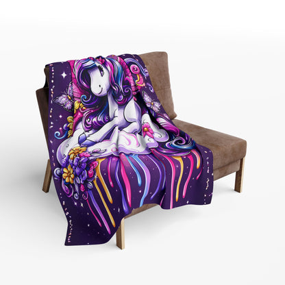 Personalized Unicorn Fleece Blanket – Custom Name Gift for Girls