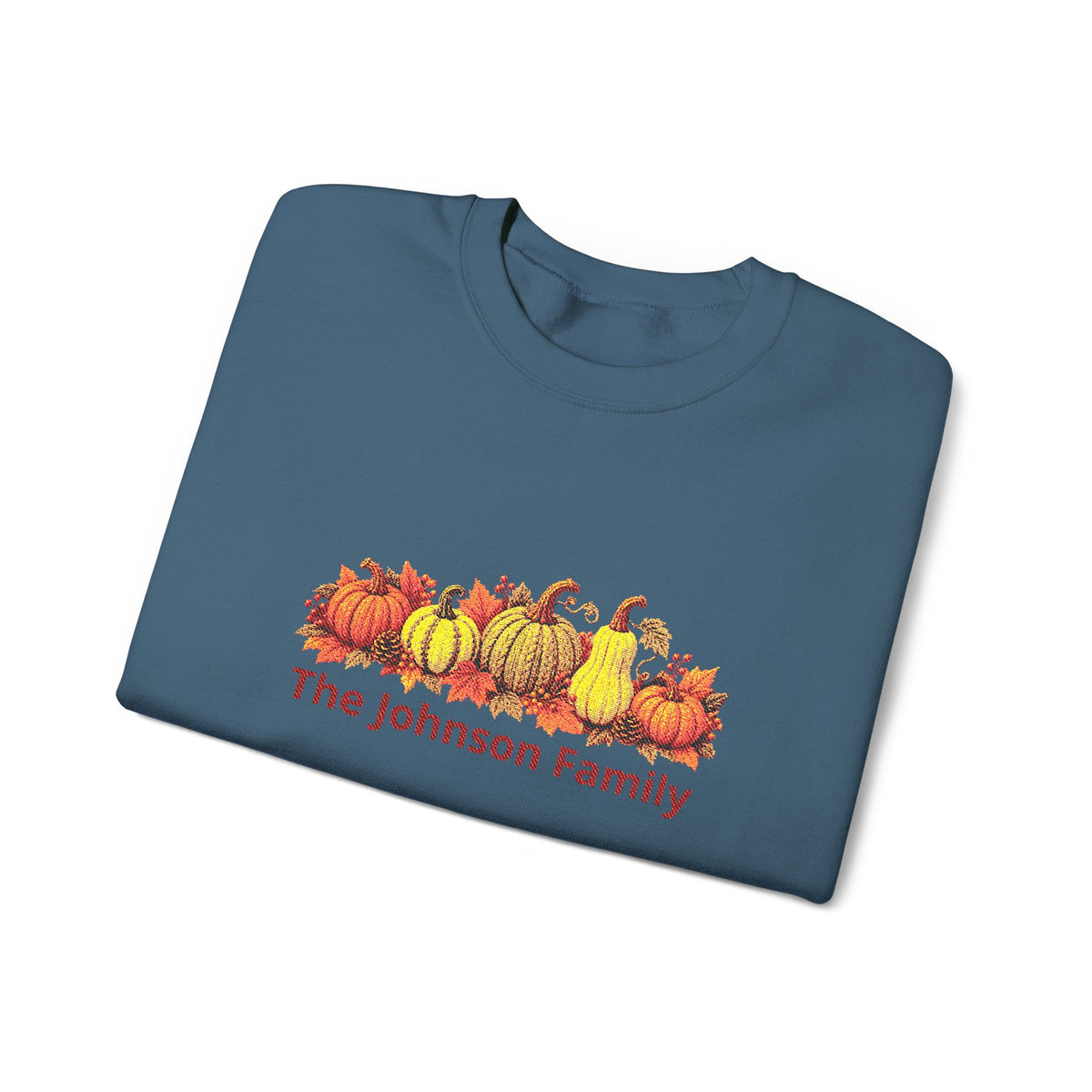 Personalized Fall Pumpkin Sweatshirt — Custom Family Name Crewneck