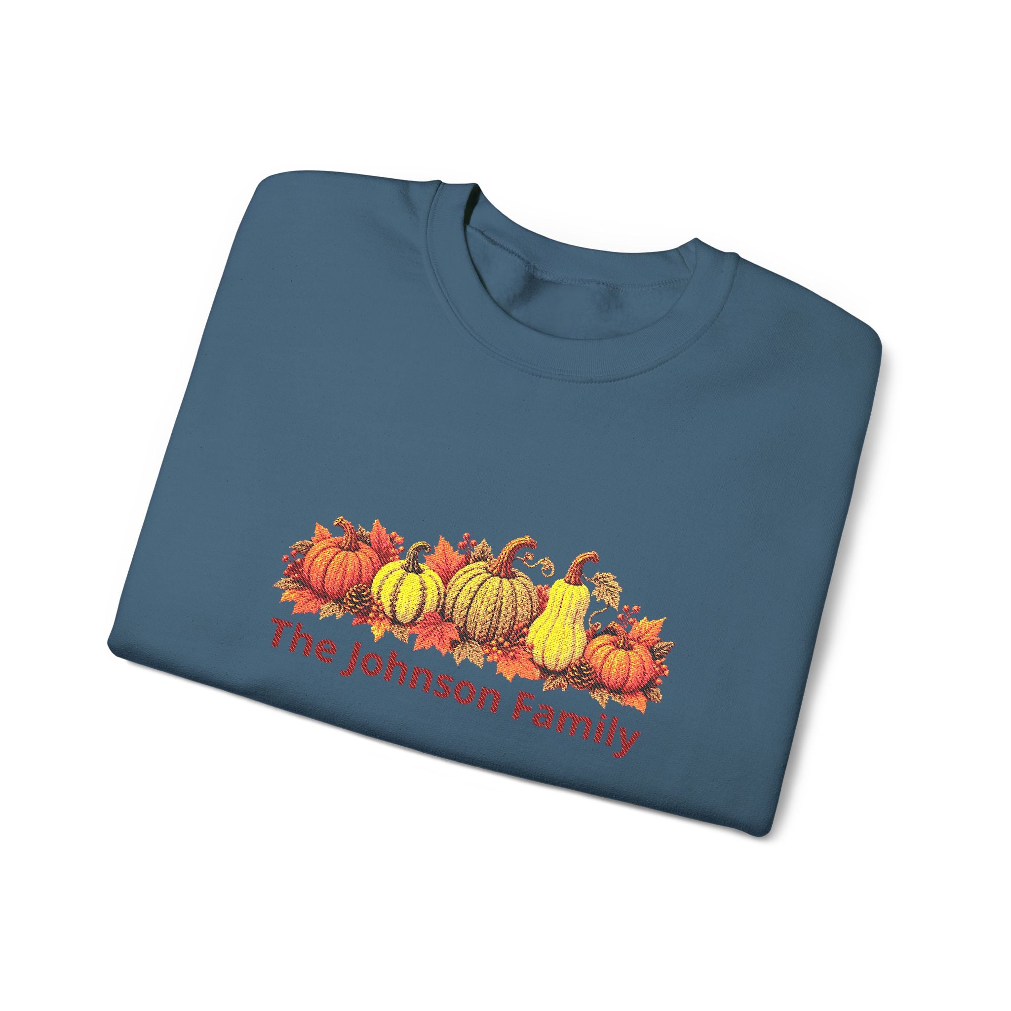 Personalized Fall Pumpkin Sweatshirt — Custom Family Name Crewneck