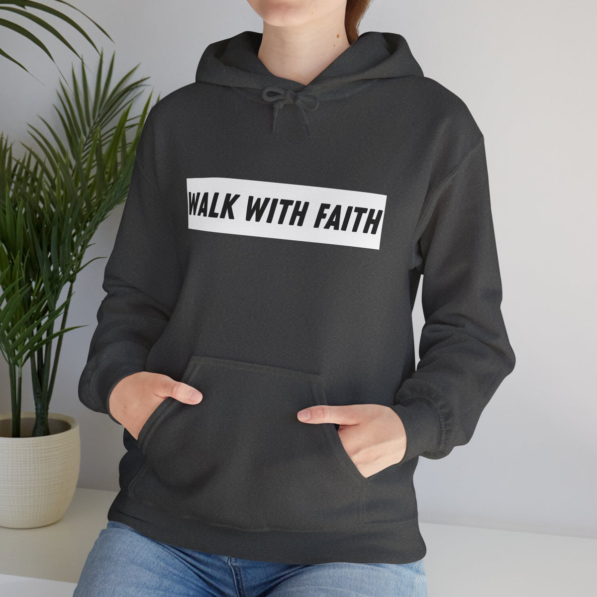 Sudadera con capucha Camina con fe — Sudadera cristiana inspiradora