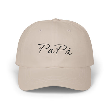 Papá script embroidery Dad Cap | White adjustable hat