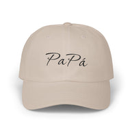Gorra de papá con bordado de Papá script | Gorra ajustable blanca