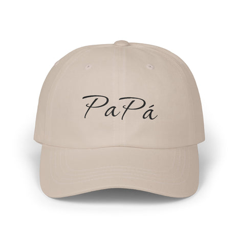 Papá script embroidery Dad Cap | White adjustable hat