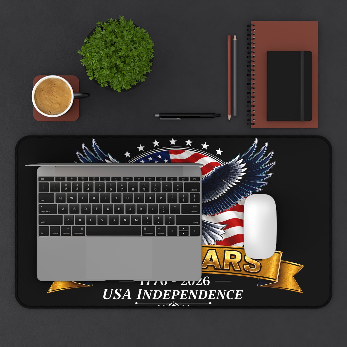 250 Years USA Independence Desk Mat | Bald Eagle American Flag 1776-2026