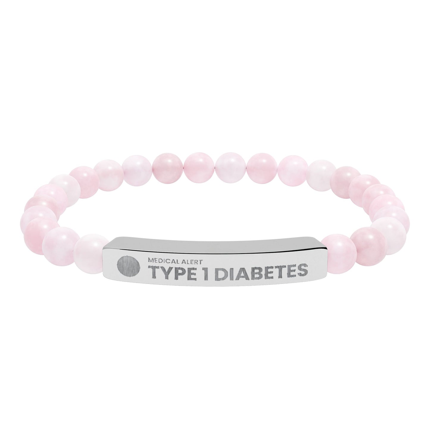 Type 1 Diabetes Engraved Stone Stretch Bar Bracelet | Medical ID Beaded Bracelet