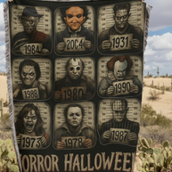 Horror Icons Arctic Fleece Blanket | Cozy Halloween Throw with Horror Movie Characters | Soft 315gsm Blanket Gift for Horror Fans