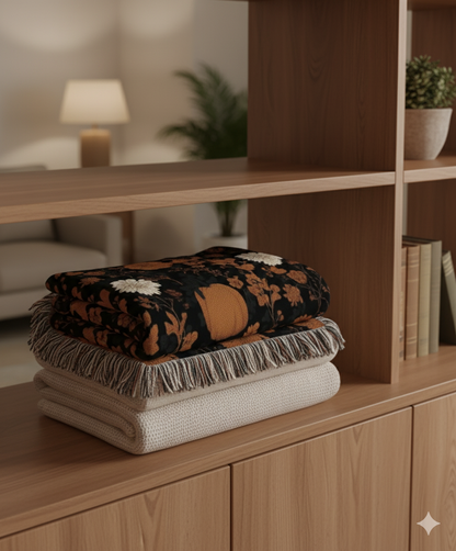 Cozy Floral Woven Blanket | Warm Throw for Home Decor, Gift for Her, Bohemian Style, Picnic Blanket, Cozy Home Essentials